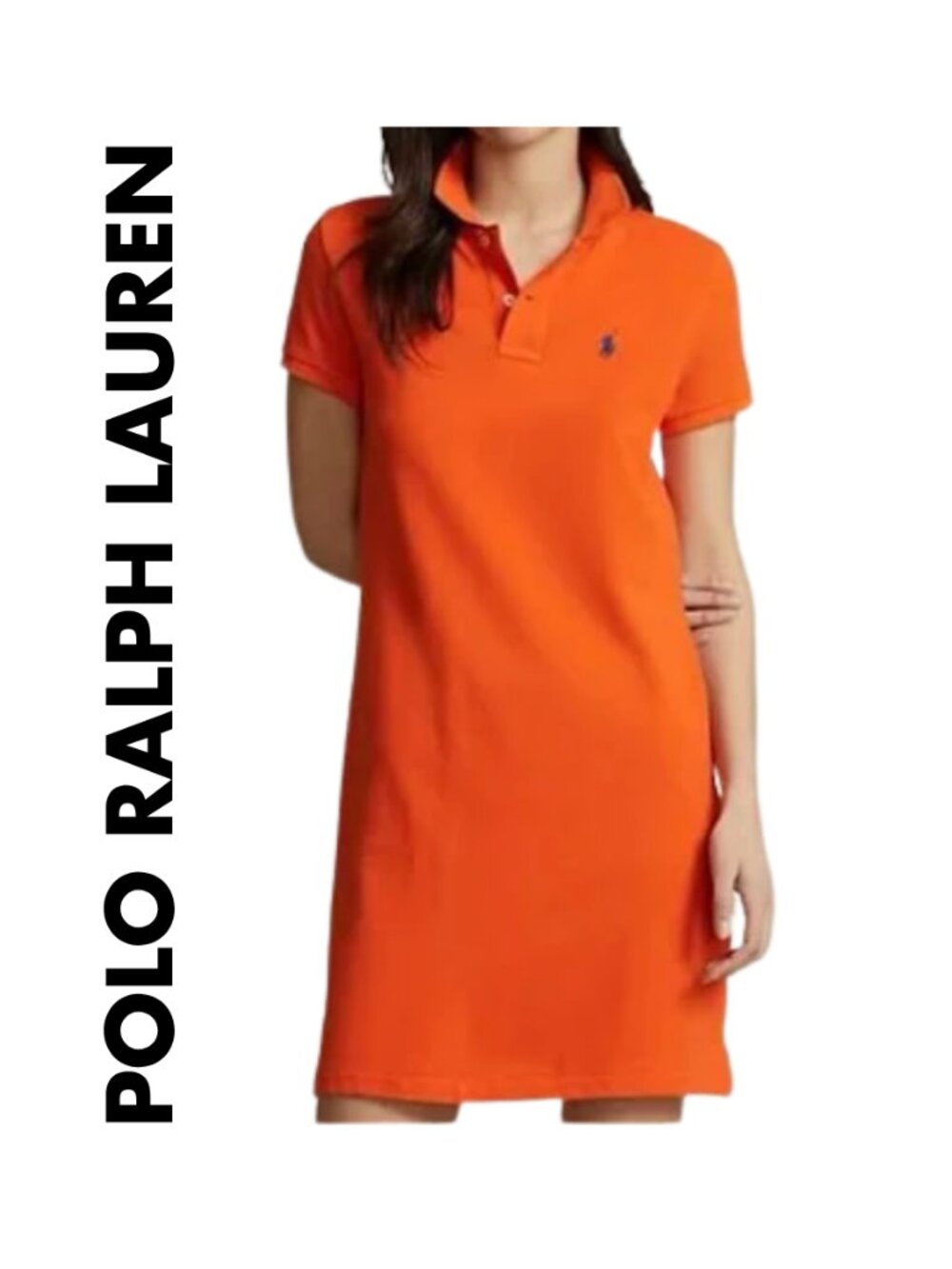 POLO Ralph Lauren Cotton Short-sleeve Orange Polo Mini Dress Size Medium